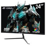 CRUA 24 Inch Curved Gaming Monitor, FHD(1920×1080p) 2800R 75Hz/100HZ, 95% sRGB Color Gamut Ultrawide Computer Monitors, 3-Sided Narrow Bezel and Filter Blue Light, Desktop PC Monitor(HDMI+VGA) black