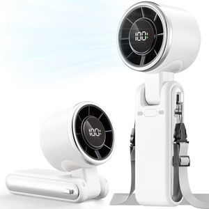 Bearwind Portable Handheld Turbo Fan - 5 Gear High Speed 4000mAh Rechargeable Mini Personal Hand Fan Blow Cold Air, Battery Operated Travel Essentials, Beach Vacation, Gifts for Women, Men (White)