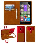 ACM Magic Magnetic 2 in 1 Leather Flip Case/Back Cover Compatible with Microsoft Lumia 540 Mobile Flap Golden Brown