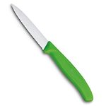 Victorinox Swiss Made, Stainless Steel Swiss Classic Paring Knife, 8 cm, Wavy Edge with Pointed Tip, Professional and Household Use, Kitchen Tools & Items, Green, 6.7636.L114 | Multipurpose Knife