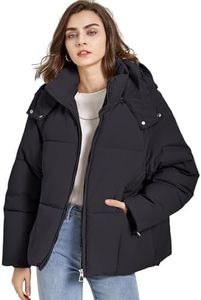 Gihuo Womens Puffer Jacket Full Zip Quilted Hooded Bubble Coats Padded Jacket Long Sleeve Winter Warm Coat Pocket, Black, Large