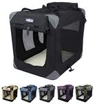 EliteField 3-Door Folding Soft Dog Crate with Carrying Bag and Fleece Bed (2 Year Warranty), Indoor & Outdoor Pet Home (36" L x 24" W x 28" H, Black)