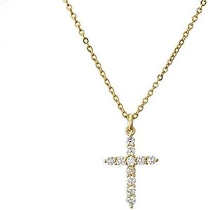 14K Gold Cross Necklace for Women Girls Cross Pendant Necklace Gold Plated Jewelry Dainty Choker Necklace for Girlfriend Wife Anniversary Birthday Gifts