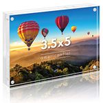 Americanflat 3.5x5 Acrylic Picture Frame - Double Sided Picture Frame with Magnetic Corners - Transparent Acrylic Frame for Desk or Tabletop Display - 3x5 Frame with Microfiber Cloth Included