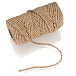 6mm Thick Jute Rope, 50 m/ 164 Feet Jute Twine, Natural Cat Scratch Post Rope, Hemp Rope, Sisal Rope for Floristry DIY Arts Crafts Packing Cat Scratcher Gardening Bundling Decoration Rope