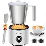 Secura Automatic Milk Frother, 4-in-1 Electric Milk Steamer, 17oz Detachable Hot/Cold Foam Maker, Milk Warmer for Latte, Cappuccinos, Macchiato, Hot Chocolate, with Silicone Spatula & 2 Whisks