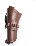 Hulara Leather Cowboy Holster with Ammo Loops 9mm Luger and 9mm .38 .357 Holster .38 Special .357 Magnum Western Holster fit 4" to 6" Revolver Holster