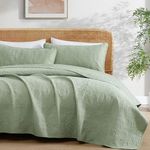 HLC.ME Benji - 3 Piece King Size Quilt Set, Lightweight King Bedspread Coverlet Set (King, Sage Green)