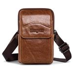 Hengwin Leather Cell Phone Holster Fits for iPhone 15 Pro Max 14 Pro Max 13 Pro Max Samsung Galaxy A55 A15 A54 S24 Ultra S23+ Belt Pouch Wallet Case with Belt Clip Shoulder Bag Crossbody Purse (Brown)