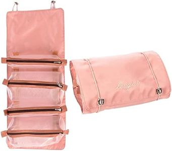 JIALTO Professional Cosmetic Makeup Kit Storage Pouches for Travelling Toiletry Pouch for Women Foldable Makeup Organizer Pouch Bag Travel Makeup Pouch Bag for Lipstick and Cosmetic Accessories, Pink