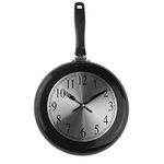 Wall Clock, 10 inch Metal Frying Pan Kitchen Wall Clock Home Decor - Kitchen Themed Unique Wall Clock with a Screwdriver (Black)