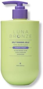 Luna Bronze Self Tanning Jelly Jumbo, 500ml/16.9 fl oz | Purple Self Tanner with Hyaluronic Acid and Natural DHA | Quick Dry, Non-Sticky, Streak Free | Medium to Deep Tan in 2-8 Hours, Vegan