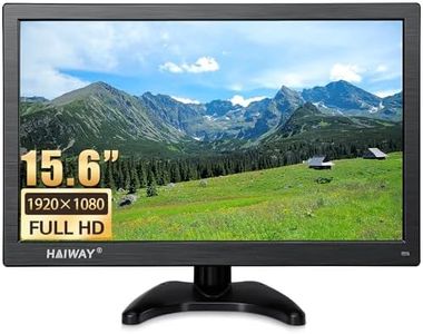 Haiway 15.6 inch Small Computer Monitor, High Resolution 1920x1080P Small hdmi Monitor with HDMI/VGA/BNC/AV/USB Port for PC, Laptop, CCTV Security Monitors with Remote Control, Built-in Speakers