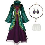 Womens Winifred Dress Costume Witch Cosplay Party Medieval Green (Small)