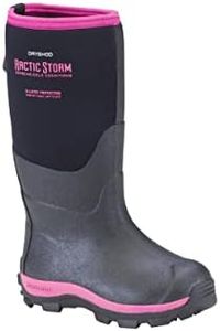 Dryshod Boy's Arctic Storm Extreme-Cold Conditions Winter Boot Snow, Black/Pink, 4 Big Kid