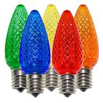 25 Pack Multi-Color C9 LED Replacement Bulbs Faceted Multi-Color LED Christmas Light Bulb 2 SMD LED diodes in Each Bulb Fits E17 Socket Commercial Grade Indoor and Outdoor Use