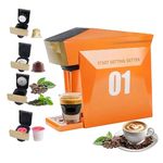 Multifunctional 4 in1 Espresso Machine, 19Bar Pressure Single Serve Coffee Maker for Nespresso Original Capsule/K-cup Capsule/L’OR Ne'spresso Original Capsule/Do'lce Gusto/Ground Coffee (Orange)