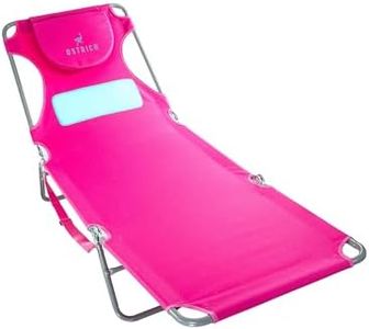 Ostrich Ladies Comfort Lounger with Chest Support, Portable Reclining Outdoor Patio Beach Lawn Camping Pool Tanning Chair, Pink