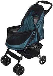 Pet Gear No-Zip Happy Trails Pet Stroller for Cats/Dogs, Zipperless Entry, Easy Fold with Removable Liner, Safety Tether, Storage Basket + Cup Holder, 3 Colors