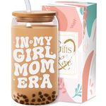 in My Girl Mom Glass Cup Gifts for Girl Mom from Daughter - 16 oz Cool Girl Mom Cup Drinking Cup with Lid and Straw - Birthday Gifts for Girl Mom Mother Day Christmas for Girl Moms Gift