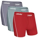 HOBAY Men's Underwear Breathable Mesh Boxer Briefs Open Fly 3 Pack, E: Grey/Turquoise/Red-3 Pack, XL