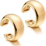 Mevecco Gold Ear Cuff Earring 18K Gold Plated Non Pierced Ear Cartilage Clip on Wrap Hoop Tiny Chunky Blod Thick Simple Minimalist Handmade Delicate Hypoallergenic Ear Cuff Fake Earrings Women Gift,