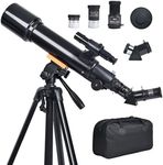 cbeyook Telescope for Beginners & Kids: 70mm / 500mm Refractor (150X HD), Portable Travel Scope, Best Astronomy Gifts for Adults w/Wireless Remote, Carrying Bag. Easy Set Up