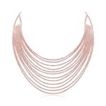 Flyonce Multi Layered Chunky Collar Necklace, Glitter Rhinestone Waterfall Multi-Strand Chains Statement Bib Necklace Costume Jewelry for Wedding Party Clear Rose Gold-Tone