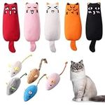 Weirui 10 Pcs Bite Resistant Catnip Toys for Cats, Cat Mouse Toys Soft Plush Catnip Cat Toys, Catnip Filled Cartoon Mice Cat Teething Chew Toys for Cat Kitty Kitten