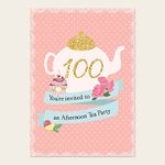 Dotty about Paper Birthday Party Invitations - Teapot and Cupcake - Pack of 10-100th (757)