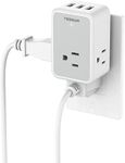 Multi Plug Outlet Extender, TESSAN Mini Wall Plug Expander with 3 Electrical Outlet, 3 USB Outlet Plug, Cube Multiple Plug Outlet Splitter for Travel, Home, Office, Cruise Ship, Dorm Room Essentials