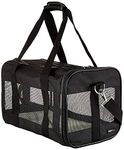 Amazon Basics Medium Soft-Sided Mesh Pet Airline Travel Carrier Bag - 16.5 x 9.5 x 10 Inches, Black