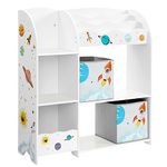 SONGMICS Toy and Book Organiser for Kids, Storage Unit with 2 Storage Boxes, White UGKR42WT