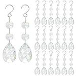 H&D HYALINE & DORA 20pcs 38mm Clear Grid Chandelier Crystal Pendants,Crystals Beads for Chandeliers,Hanging Crystals Suncatcher with Hooks for Windows Home Decor