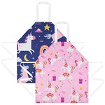 HOTUT 2 Pcs Kids Aprons, Cartoon Style Adjustable Child Chef Aprons, Unicorn Print Children's Apron for Kids Toddler Painting Baking Artist (Pink+Blue)