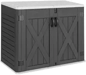 YITAHOME Outdoor Horizontal Storage Shed with X-Shaped Lockable Door, 35 Cu Ft Weather Resistant Resin Tool Shed w/o Shelf, Ideal for Bike, Trash Cans, Garden Tools, Lawn Mowers, Dark Gray