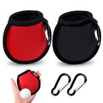 olyee 2 Pack Golf Ball Cleaner Pouchs for Bag,Golf Club Washer Bag Accesorries Pocket Waterproof Bag,Golf Ball Dry-Clean Pocket Golf Gifts for Men Ladies,Fit for Golf Carts Belt Golf Bag(Black+Red)