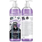 Dog Shampoo by Bugalugs lavender & chamomile 4 in 1 dog grooming shampoo products for smelly dogs, best puppy shampoo, professional groom Vegan pet shampoo & conditioner (625ml)