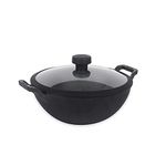 Meyer Pre Seasoned Cast Iron Kadai|Iron Kadhai with Lid for Cooking and Deep Frying | Heavy Base Iron Kadai Small Size | Gas Stove and Induction Friendly 20cm/ 2 Liters, Black