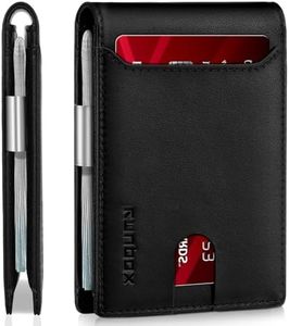 RUNBOX Slim Wallet for Men - RFID Blocking Leather Bifold with Money Clip