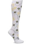 Nurse Mates Wide Calf Socks | 12-14 mmHg Compression | Up to 22" for Large Calf | Comfortable | 1 Pair | Endangered Bees