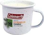 Coleman Scented Outdoor Citronella Candle in Tin Mug, Pine Scented Rustic Outdoor Camping Candle, Up to 50h Burn Time