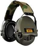 Sordin Supreme PRO X - Adjustable Active Safety Ear Muffs Hearing Protection - Camo Canvas Headband and Green Cups