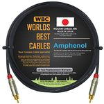 WORLDS BEST CABLES 6 Foot – High-Def. Mono-RCA, S/PDIF, Sub - Woofer Cable Custom Made Using Mogami 2964 Wire and Amphenol ACPR-SRD Die-Cast, Gold Plated RCA Connectors