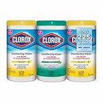 Clorox Disinfecting Wipes, Multi-Pack of 3 Canisters, 2 Crisp Lemon and 1 Fresh Scent