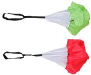 Tuoservo 2 Pack 43 Inch Kids Junior Drag Chute Running Speed Power Training Parachute (Red + Green)