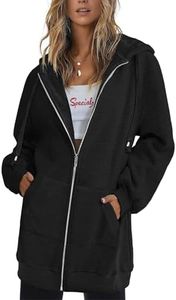Zeagoo Mujer Sudadera con Capucha Forro Polar Capucha Chaqueta Completa Zip Fina Manga Larga Sudadera Ocio Larga Color Sólido Sudadera con Cremallera Negro S