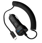 SDTEK Type C USB Car Charger Adapter with Cable Compatible with Samsung Galaxy S8/S9/S10/S20/S21/S22, A12/A13/A03s, Xcover, Google Pixel, Huawei, Moto + USB Charging Port (Black)