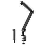 YOUSHARES Mic Boom Arm Stand for Blue Yeti Mic, HyperX QuadCast Mic, Shure MV7 Mic and Most USB Microphones, with Extension Tubes, Mic Arm Designed for Podcast and Streaming (Black)