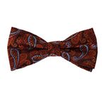 Epoint EBDB0128 Orange Black Paisley Bow Ties Silk Gift Certificate Pre-tied Bow Tie